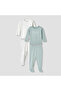 Pyjama Set with Snap Button Closure - Long Sleeves - Round Neck - Set of 2
