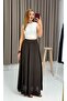 Women's Wrinkled Model Lined Skirt Brown