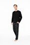 Men's Long Sleeve Placketed Collar Cotton Pajama Set with Pockets Bottom Pajama - 2
