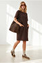 Women's Bitter Brown Double Pocket Wide Fit Mini Dress Elb-19002679