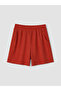 Red Girls' Textured Shorts with Elastic Waist