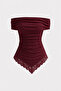 Women's Lace Detailed Cotton Ribbed Undershirt Blouse 217