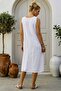 White Pool Collar Sleeveless Zippered Double Flap Pockets Casual 100% Linen Woven Dress 110 55 - 4
