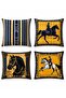 Artistic Horses Patterned 4-Piece Throw Pillow Cover Set - 3