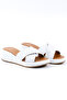 Genuine Leather White Knitted Wedge Heel Women's Slippers - Z26229-2 - 2