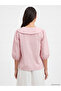 Özmarka New Season Pink Baby Collar Plaid Lace-Up Blouse - 4