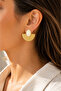 Fan Shape Orange and White Stone Detailed Gold Plated Earrings - 5