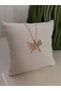 Zircon Stone Enamel Pearl Detailed Butterfly Steel Women's Necklace - 3