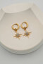 Gold Polar Star Dangle Hoop Earrings - 2