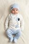 Baby Boy 5-Piece Hospital Release Bodysuit Set 0-3 Months Newborn Elephant Embroidered Hat, Gloves and Booties - 4