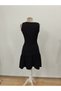 Women's suspender Double-Breasted collar ruffled janjan crepe dress - 7
