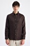 Ds Damat Comfort Bitter Brown Flared Cotton-Linen Summer Shirt - 4