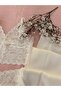 3-Piece White Lace Top Satin Bottom Pajama Set - 2