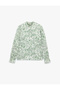 Cotton Lace Detailed Round Neck Long Sleeve Floral Patterned Shirt - 3