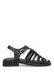 Elit 26Ymrt01C Women's Genuine Leather Flat Sandals Black - 2