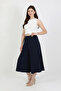 Liva Elastic Waist Draped Wide Cut Skirt Trousers Tns-4404