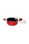 Ceramic Non Stick Cooking Pot 38cm With Glass Lid Oven Safe Aluminium Stockpot Red - 3