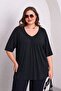 V-Neck Drawn-Fitted Basic T-Shirt