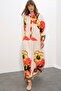 Women's Patterned Long Hijab Dress 1155 - Pomegranate - 2