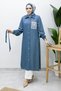 Tunic with Belted Waist and Embroidery Detail Tsd260240 Light Blue - 5