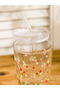 Lcw Home Flower Printed Glass Cup with Straw 420 ml - 2