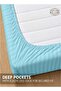 Deyarco Soft Comfort Stripe Microfiber Aqua Fitted Sheet Double 120x200cm - 3