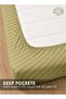 1-Piece Microfiber Fitted Sheet Striped,Color: Olive, Queen (150x 200 cm),Design Soft Fabric Deep Pocket Elastic Edge Bed Linen - 3