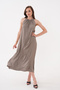 Women's Backless Midi Length Halter Neck Satin Dress - 3