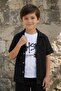 Black Short Sleeve Shirt, Printed T-Shirt, Boy's Shorts, 3-Piece Set 24593 - 2