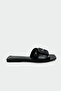 Lars Women's Black Flat Slippers with Buckle Detail