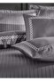 Lace a Nüans Embroidered Cotton Satin Double Duvet Cover Set-Grey - 3
