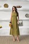 Women's Green Pocket Detailed Sleeveless Oversized Summer Dress Nbnp038 - 2