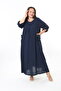 Women's Woven Whiscone Large Size Dress - 7