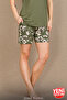 Women's Viscose Shorts Pajamas Set Khaki Floral Patterned Shorts Pajamas Set 7741 - 7