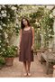 Women's Muslin Midi Dress Sleeveless A-Line Summer Casual Brown - 7