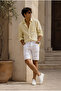 Ripped Detailed White Denim Jean Men's Shorts Mz-476