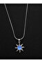 Blue Detailed Sun Snake Chain Necklace - 2