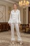 Feather Detailed Silk Satin Bridal Pajama Set - Luxury Dowry Set with Box - 2