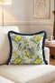 Vintage Bird and Lemon Pattern Floral Fringe Throw Pillow Cover - Navy Blue Tassel Pillowcase - 3