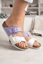 White / Lilac Double Buckle Orthopedic Comfortable Balcony Garden Beach Pool Seaside Women's Slippers