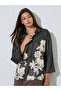 Charcoal Floral Print 3/4 Sleeve Shirt - 3