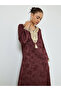 Burgundy Lace Insert Embellished Jalabiya - 2
