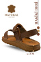 Genuine Leather Men's Sandals - Soft Thick Soled Genuine Leather Men's Sandals Syringe Tan - 6