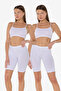 Women's 2 Pieces White Knee-Length Non-Marking Modal High Waist Leggings 2m113