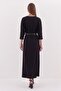 Batwing sleeve belted dress - black - 4