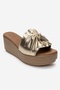 Jeff Gold Genuine Leather Bowknot Women's Wedge Heeled Slippers - 3