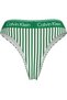 Women's Brazilian Striped Green Bikini Bottom - 2