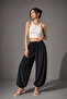 Women's Black Modal Fabric Flowy Shalwar Trousers - 4