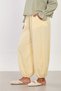 Women's Elastic Waist Drawstring Shalwar Trousers - Light Yellow - 4