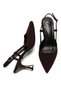 Women's Thin Heeled Satin Evening Dress Shoes with Gold Heel Detail High Heeled Shoes - 4